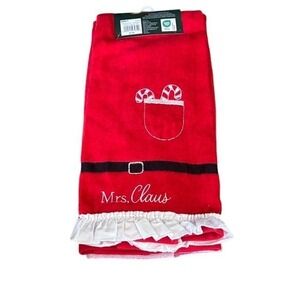 St. Nicholas Square Mrs. Claus & Mr. Claus Hand Towels (2) Christmas Holiday NEW